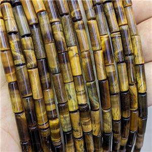 Natural Tiger Eye Stone Tube Beads, approx 4x13mm
