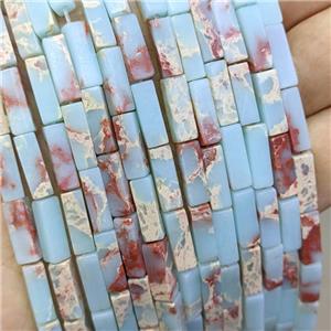 Synthetic Imperial Jasper Cuboid Beads Blue, approx 4x13mm