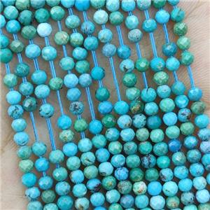 Natural Chinese Hubei Turquoise Beads Faceted Round Blue, approx 3mm