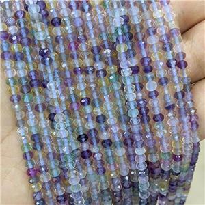 Natural Fluorite Beads Multicolor Faceted Rondelle, approx 3x4mm