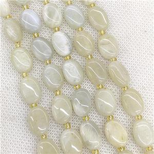 Natural White Moonstone Oval Beads, approx 10-14mm