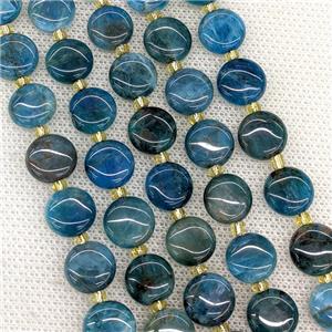Natural Apatite Coin Beads Blue, approx 10mm