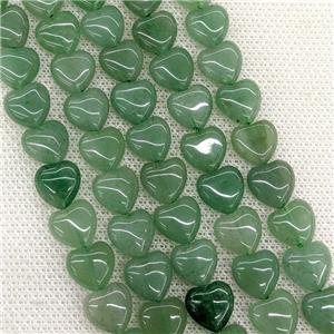 Natural Green Aventurine Heart Beads, approx 10mm