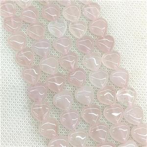 Natural Pink Rose Quartz Heart Beads, approx 10mm