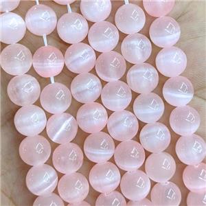 Naural Selenite Beads Lt.pink Dye Smooth Round, approx 8mm dia