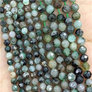 Natural Emerald Beads Green Faceted Round C-Grade, approx 3mm