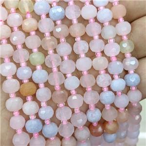 Natural Morganite Beads Faceted Rondelle Multicolor Dye, approx 6x8mm