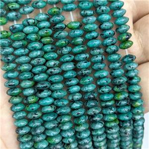 Natural African Turquoise Beads Smooth Rondelle Green Dye, approx 3-6mm