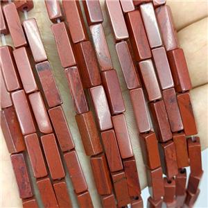 Natural Red Jasper Cuboid Beads, approx 4x4x13mm