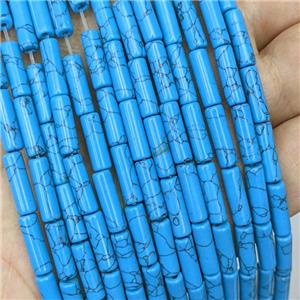 Blue Synthetic Turquoise Tube Beads, approx 4x13mm