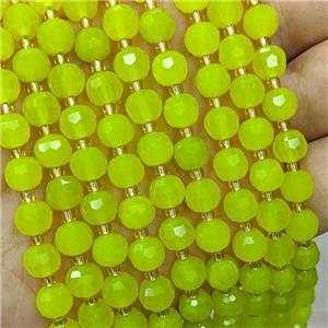 Jade Beads Olive Dye Faceted Rondelle, approx 6-8mm