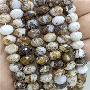 Natural American Wooden Petrified Jasper Beads Faceted Rondelle, approx 8-12mm