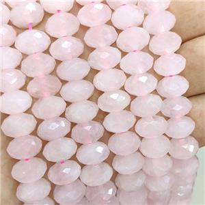 Natural Pink Rose Quartz Beads Faceted Rondelle, approx 8-12mm