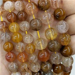 Natural Rutilated Quartz Beads Multicolor Smooth Round, approx 12mm