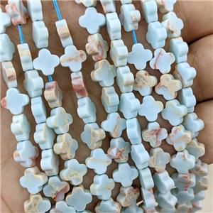 Natural Imperial Jasper Clover Beads Blue, approx 8mm