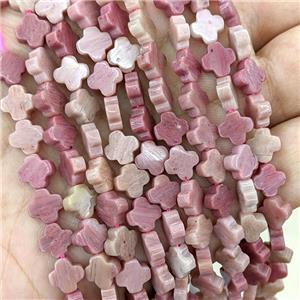 Natural Pink Wood Lace Jasper Clover Beads, approx 8mm