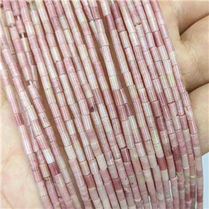 Natural Pink Wood Lace Jasper Tube Beads, approx 2x4mm