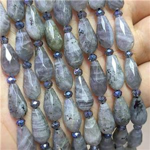 Natural Labradorite Beads Faceted Teardrop, approx 8-16mm