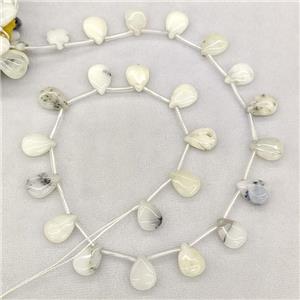 Natural White Moss Opal Teardrop Beads Topdrilled, approx 10-14mm