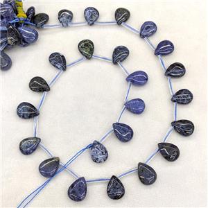 Natural Blue Dumortierite Teardrop Beads Topdrilled, approx 10-14mm