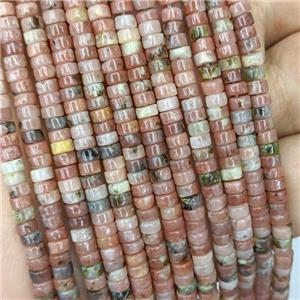 Natural Plum Blossom Jasper Heishi Beads Pink, approx 4mm