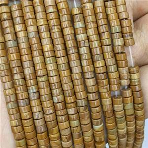 Natural Brown Wood Lace Jasper Heishi Beads, approx 4mm