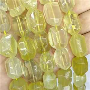 Natural Lemon Quartz Nugget Beads Freeform Faceted, approx 16-20mm