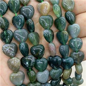 Natural Indian Agate Heart Beads Green, approx 12mm