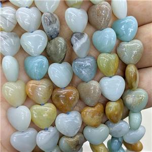 Natural Chinese Amazonite Heart Beads Multicolor, approx 12mm