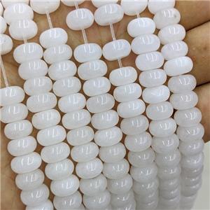 Jade Beads Smooth Rondelle White Dye, approx 6x10mm