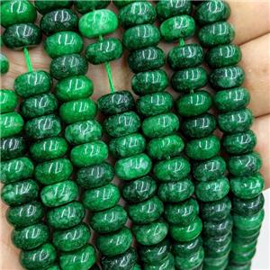 Jade Beads Smooth Rondelle Green Dye, approx 6x10mm