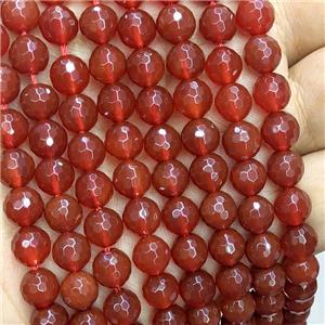 Natural Agate Beads Red Dye Faceted Round, approx 10mm dia