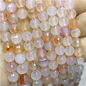 Natural Agate Beads Faceted Round, approx 6mm dia