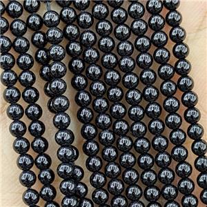 Natural Spinel Beads Black Smooth Round, approx 4mm