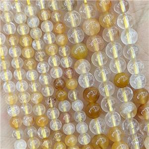 Natural Yellow Hematoid Quartz Beads Smooth Round, approx 4mm