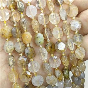 Yellow Hematoid Quartz Beads Faceted Coin, approx 10mm