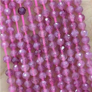 Natural Pink Tourmaline Beads Pony Faceted Round, approx 3mm