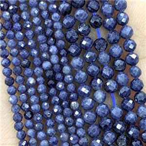 Natural Sapphire Beads Pony Darkblue Faceted Round, approx 2mm