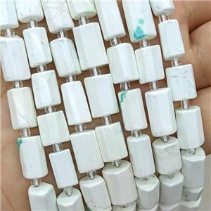 White Howlite Turquoise Tube Beads, approx 7-14mm