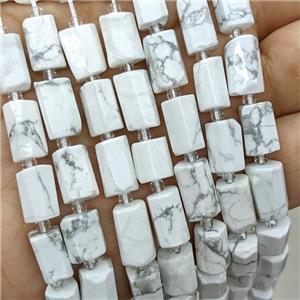 Natural White Howlite Turquoise Tube Beads, approx 7-14mm