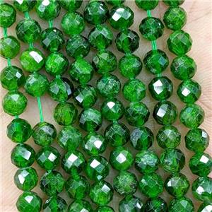 Natural Green Diopside Beads Faceted Round A-Grade, approx 5mm