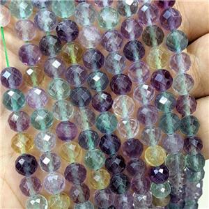 Natural Fluorite Beads Multicolor Faceted Round, approx 7mm