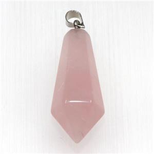 rose quartz pendants, faceted teardrop, approx 14-30mm