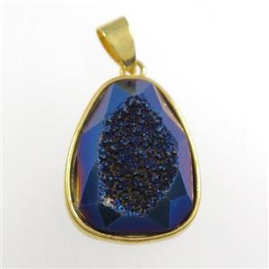 blue Druzy Agate teardrop pendant, approx 15-20mm