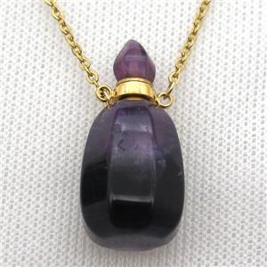 purple Amethyst perfume bottle Necklace, approx 30-40mm