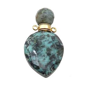 Natural Green African Turquoise Perfume Bottle Pendant, approx 20-38mm