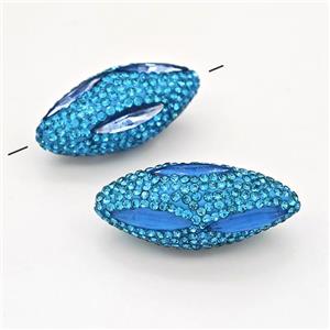 Clay Rice Beads Pave Blue Rhinestone Crystal Glass, approx 16-35mm