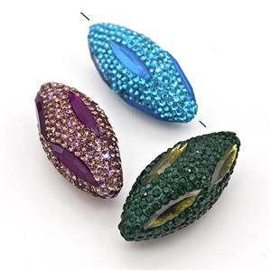 Clay Rice Beads Pave Rhinestone Crystal Glass Mixed, approx 16-35mm