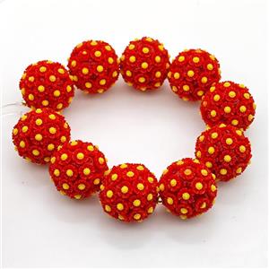 Resin Round Beads Flower Red, approx 22mm dia
