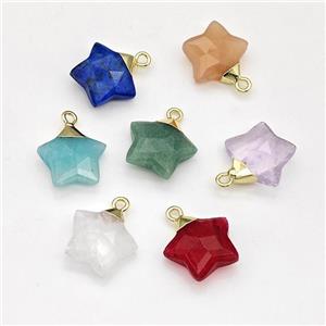 Natural Gemstone Star Pendant Mixed, approx 14mm